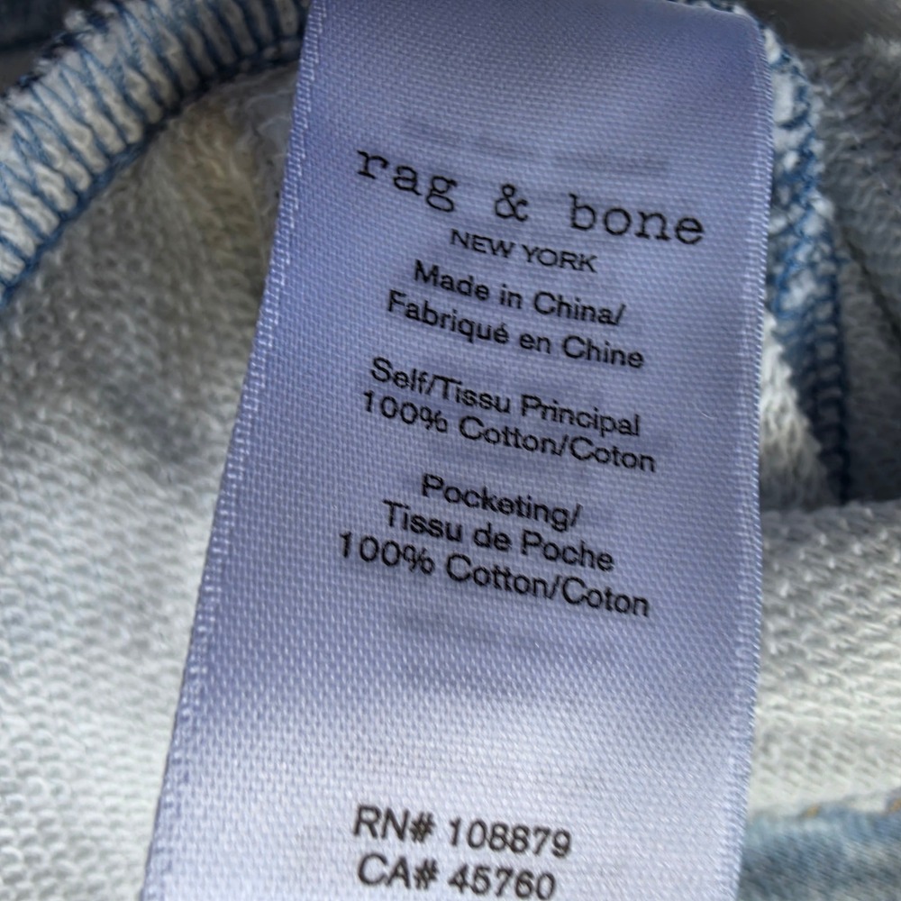 Rag & Bone Miramar Jogger Women Small Blue Denim Print Terry Sweatpants Relaxed - Picture 5 of 10